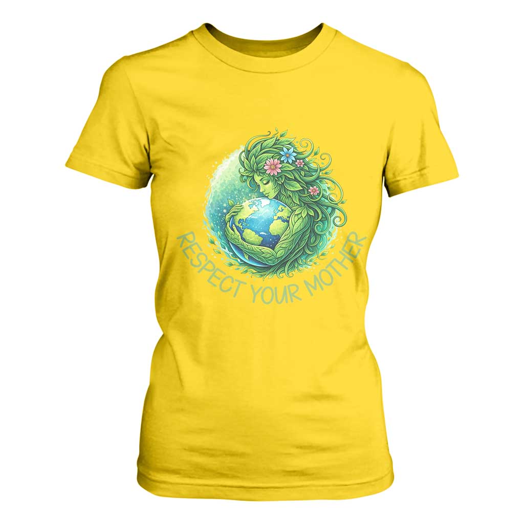 Respect Your Mother T Shirt For Women Earth Mother Hugging Planet