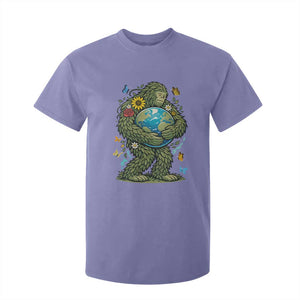 Floral Bigfoot Hugging Earth T Shirt For Kid Cottagecore Nature Lover