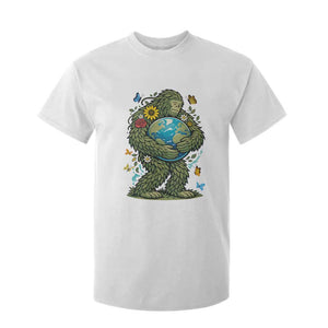 Floral Bigfoot Hugging Earth T Shirt For Kid Cottagecore Nature Lover