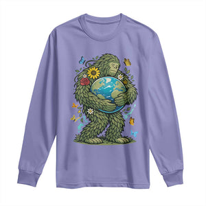 Floral Bigfoot Hugging Earth Long Sleeve Shirt Cottagecore Nature Lover