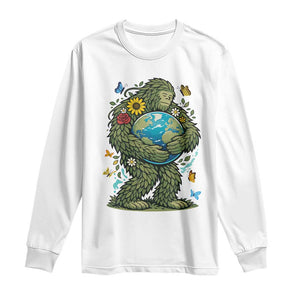 Floral Bigfoot Hugging Earth Long Sleeve Shirt Cottagecore Nature Lover