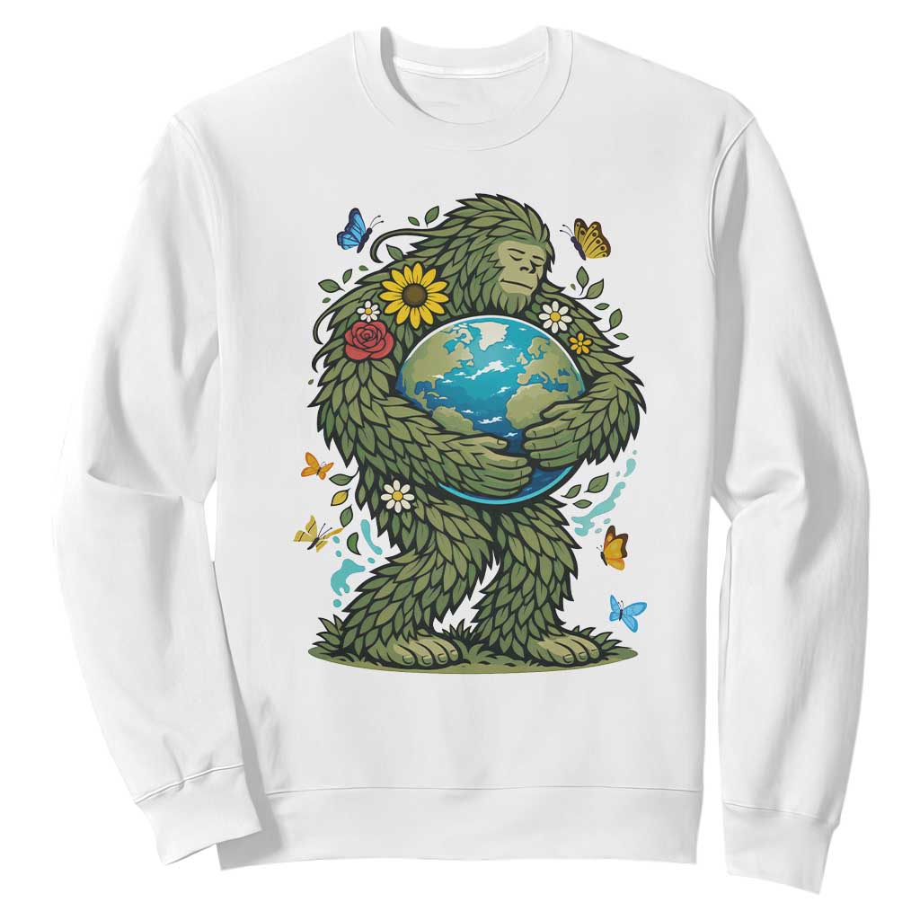 Floral Bigfoot Hugging Earth Sweatshirt Cottagecore Nature Lover