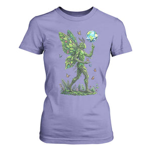 Floral Mothman With Earth T Shirt For Women Cottagecore Nature Lover Cryptid