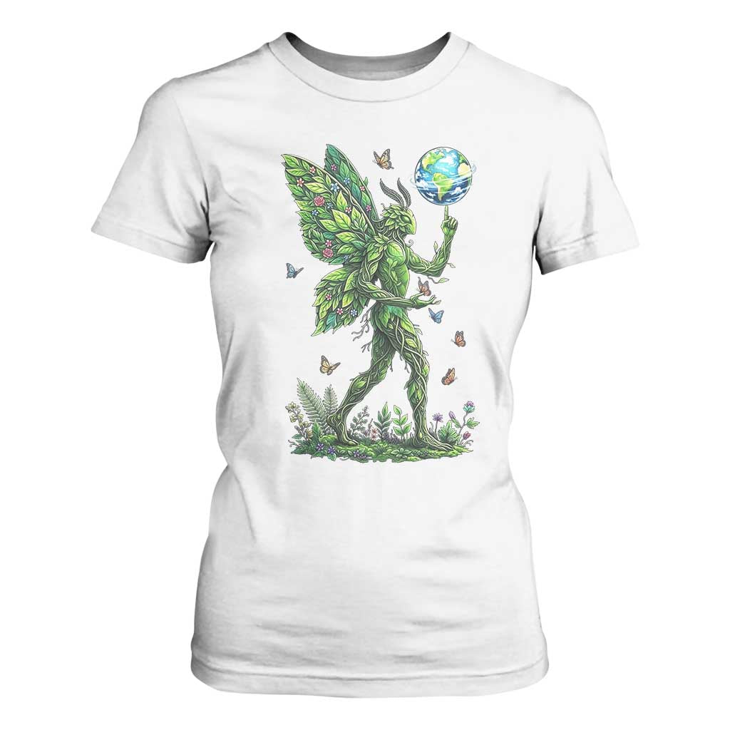 Floral Mothman With Earth T Shirt For Women Cottagecore Nature Lover Cryptid