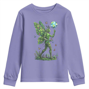 Floral Mothman With Earth Youth Sweatshirt Cottagecore Nature Lover Cryptid