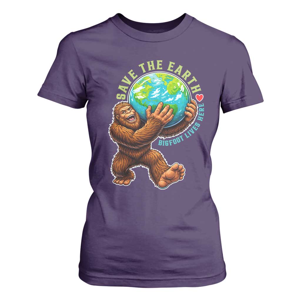 Earth Day T Shirt For Women Save The Earth Bigfoot Lives Here