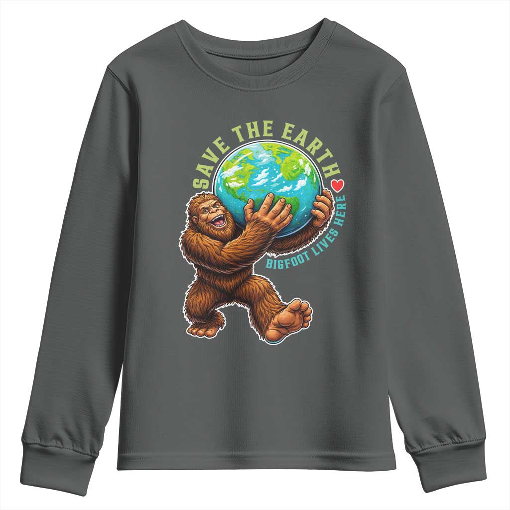 Earth Day Youth Sweatshirt Save The Earth Bigfoot Lives Here