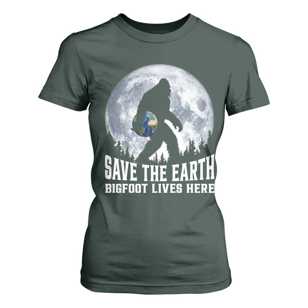 Save Our Planet Nature Lover T Shirt For Women Bigfoot Lives Here