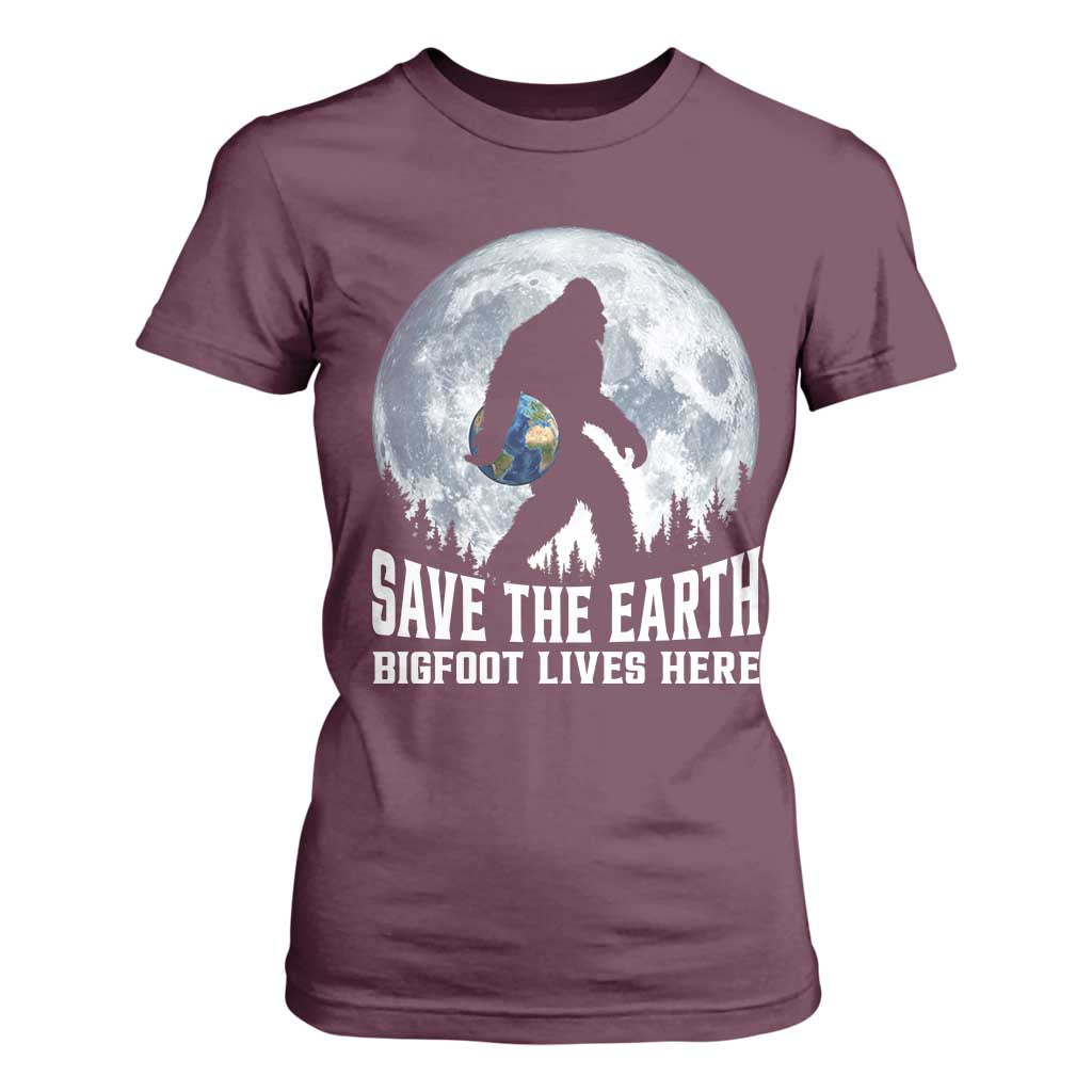 Save Our Planet Nature Lover T Shirt For Women Bigfoot Lives Here
