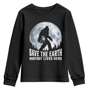 Save Our Planet Nature Lover Youth Sweatshirt Bigfoot Lives Here