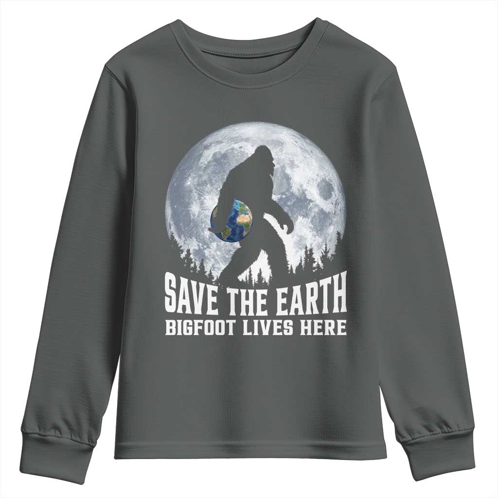 Save Our Planet Nature Lover Youth Sweatshirt Bigfoot Lives Here