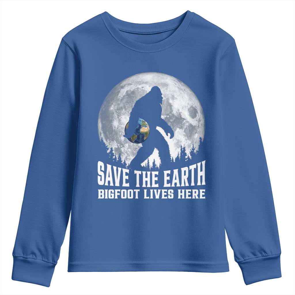 Save Our Planet Nature Lover Youth Sweatshirt Bigfoot Lives Here