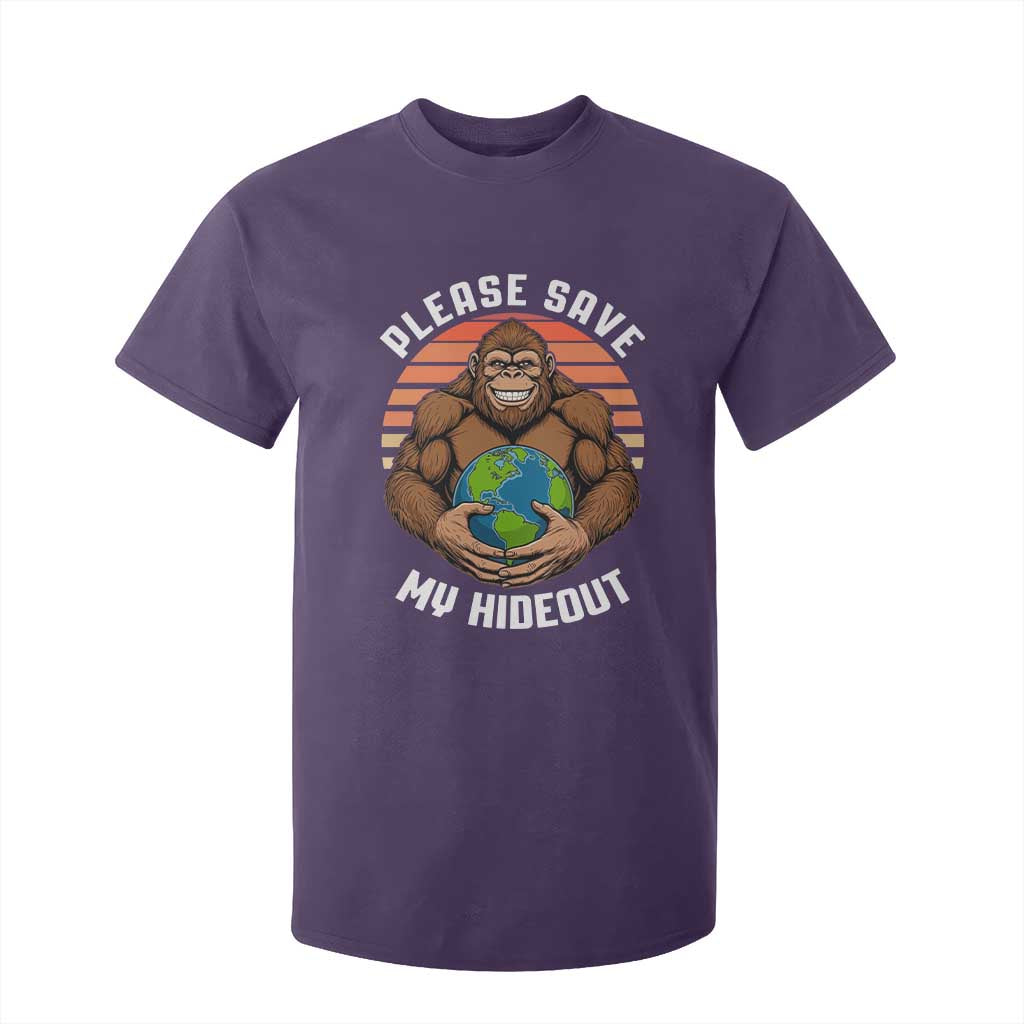 Funny Earth Day Bigfoot T Shirt For Kid Please Save My Hideout