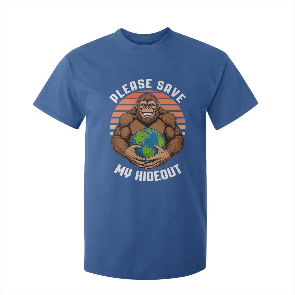 Funny Earth Day Bigfoot T Shirt For Kid Please Save My Hideout