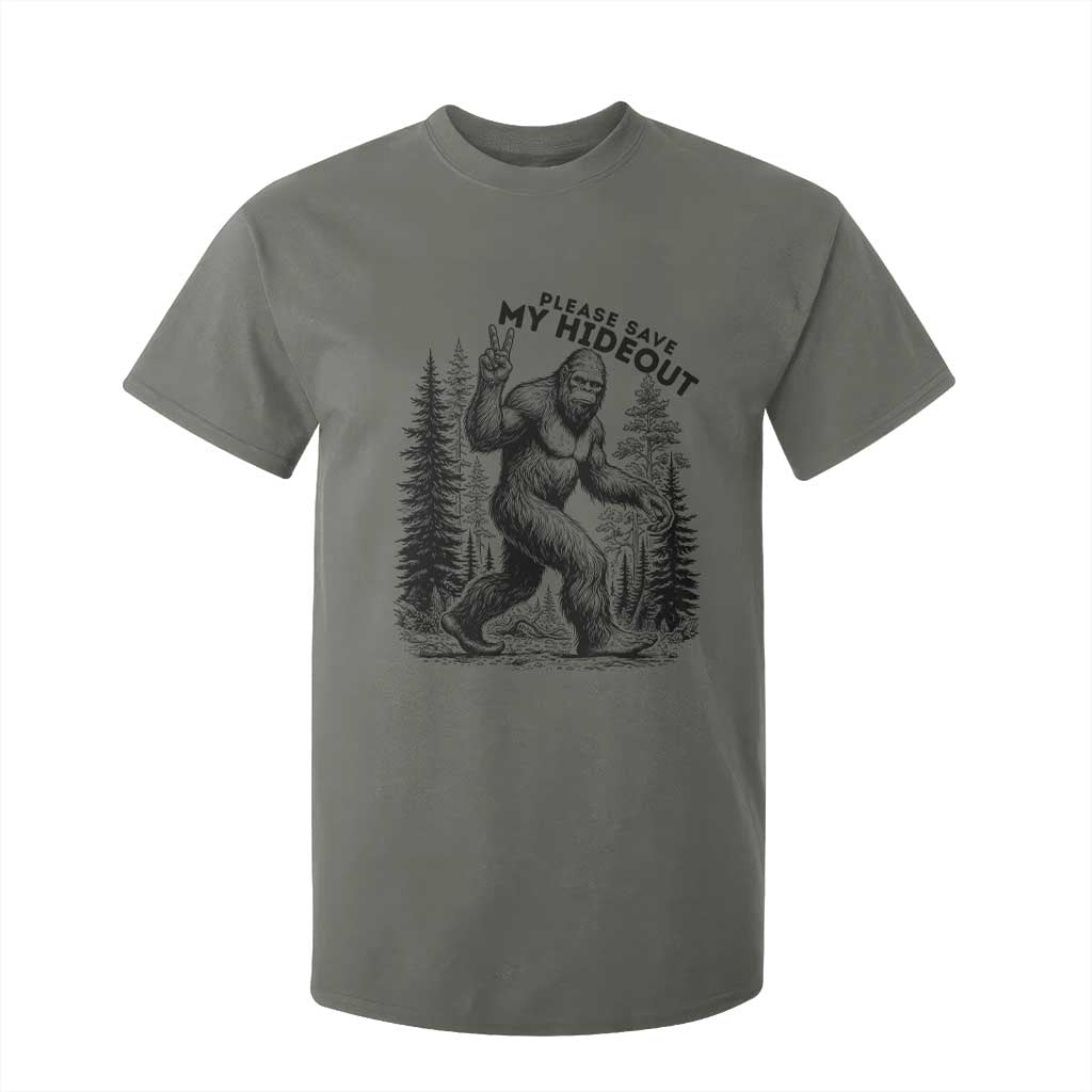 Please Save My Hideout T Shirt For Kid Bigfoot Forest Protector