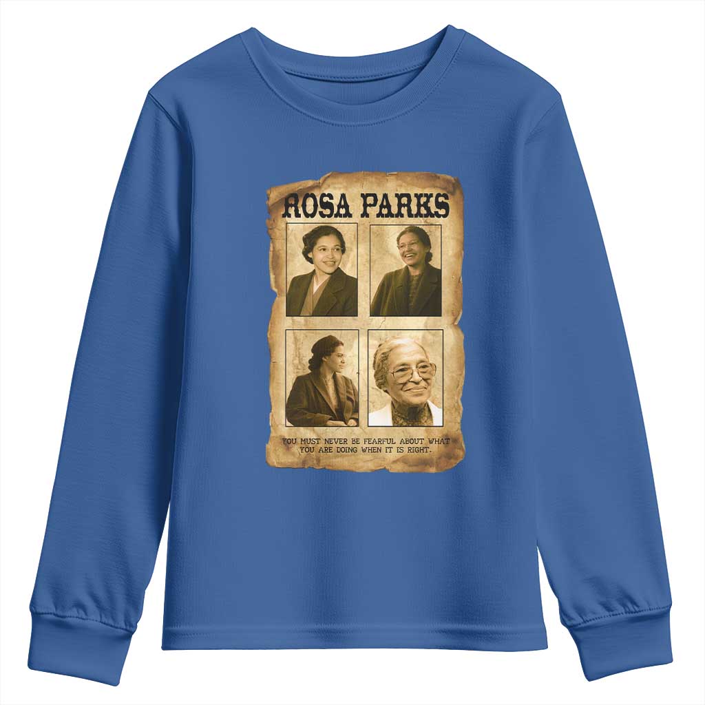 Vintage Rosa Parks Youth Sweatshirt Courage And Justice Quote