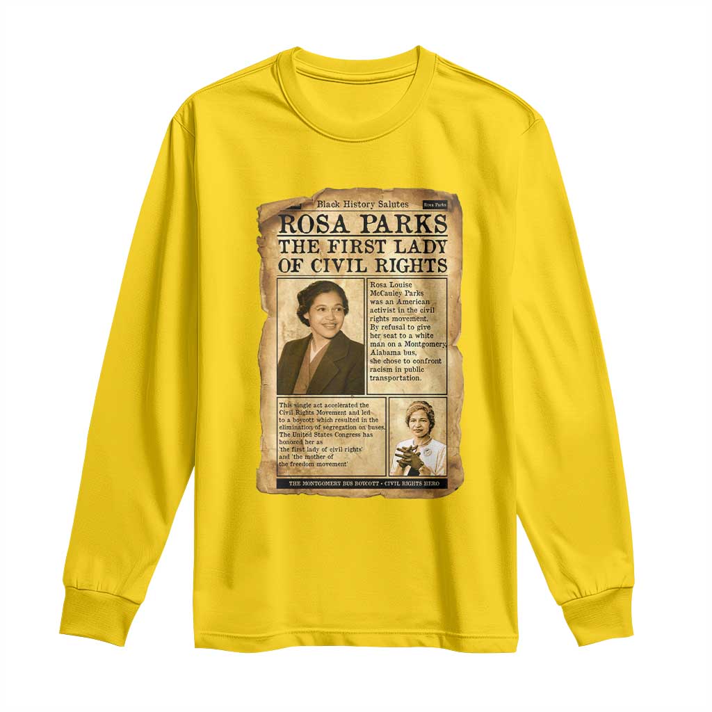 Vintage Newspaper Rosa Parks Long Sleeve Shirt Civil Rights Hero