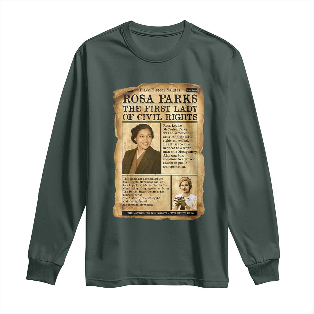 Vintage Newspaper Rosa Parks Long Sleeve Shirt Civil Rights Hero