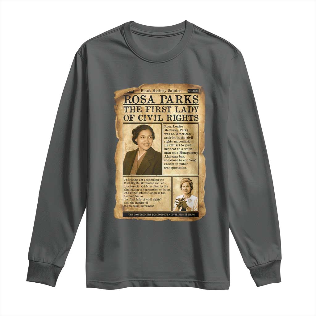 Vintage Newspaper Rosa Parks Long Sleeve Shirt Civil Rights Hero
