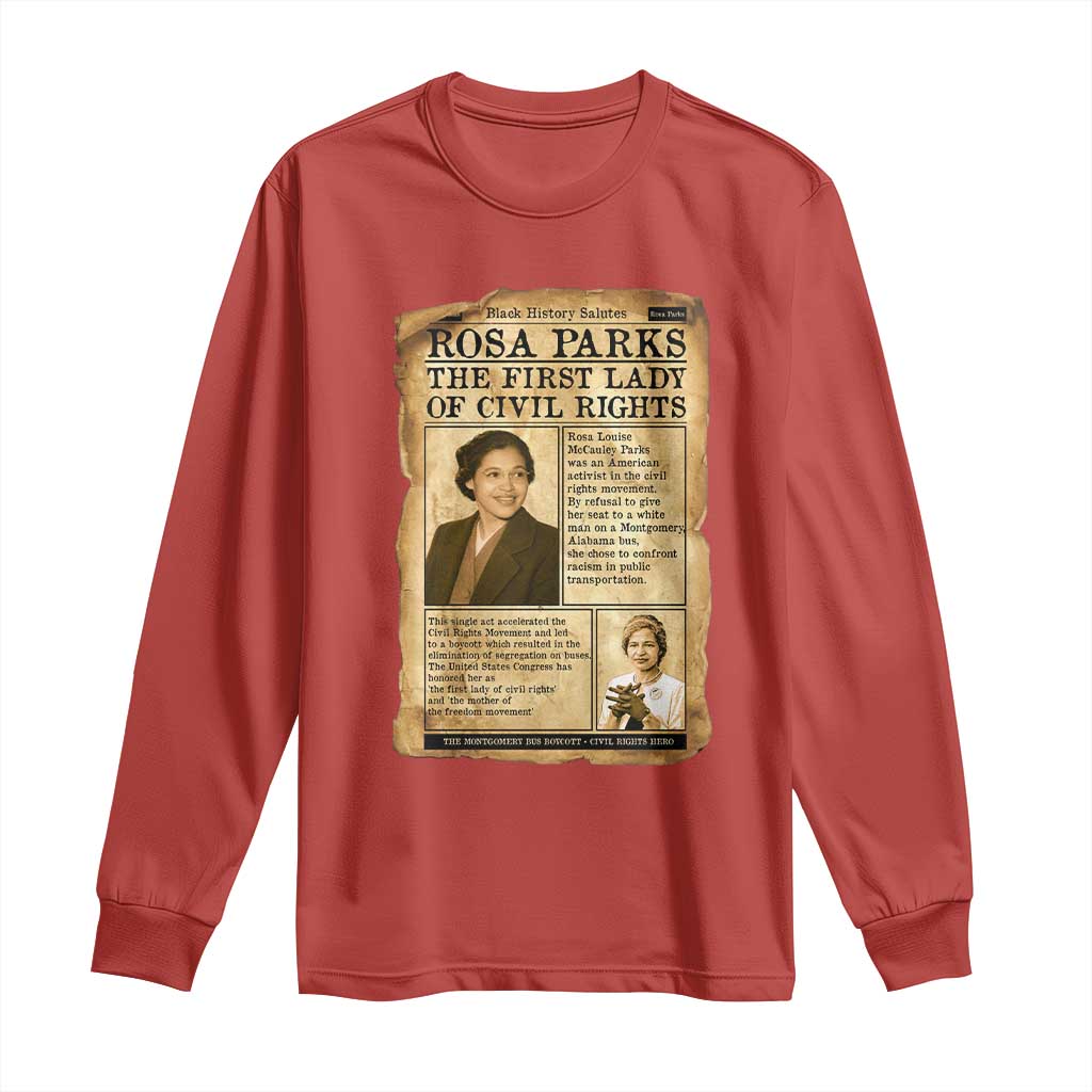 Vintage Newspaper Rosa Parks Long Sleeve Shirt Civil Rights Hero