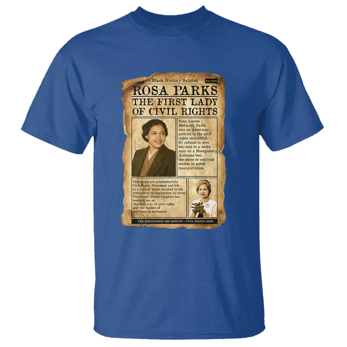 Vintage Newspaper Rosa Parks T Shirt Civil Rights Hero