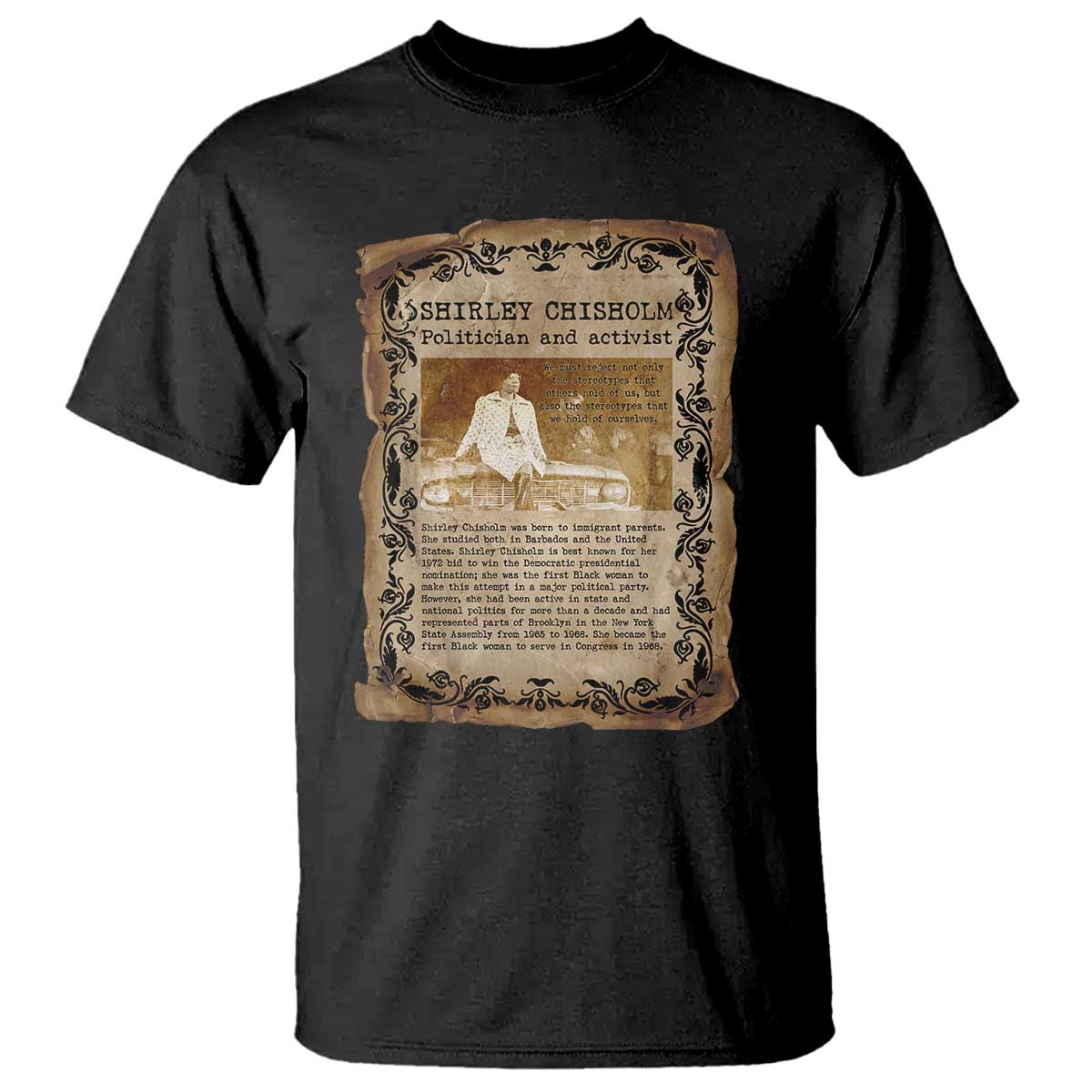 Vintage Newspaper Shirley Chisholm T Shirt Black History Month Gift