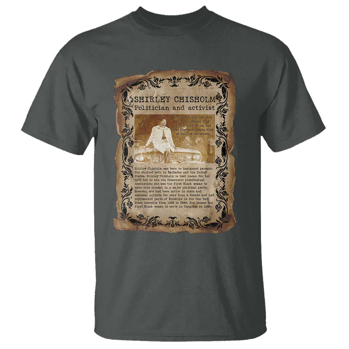 Vintage Newspaper Shirley Chisholm T Shirt Black History Month Gift