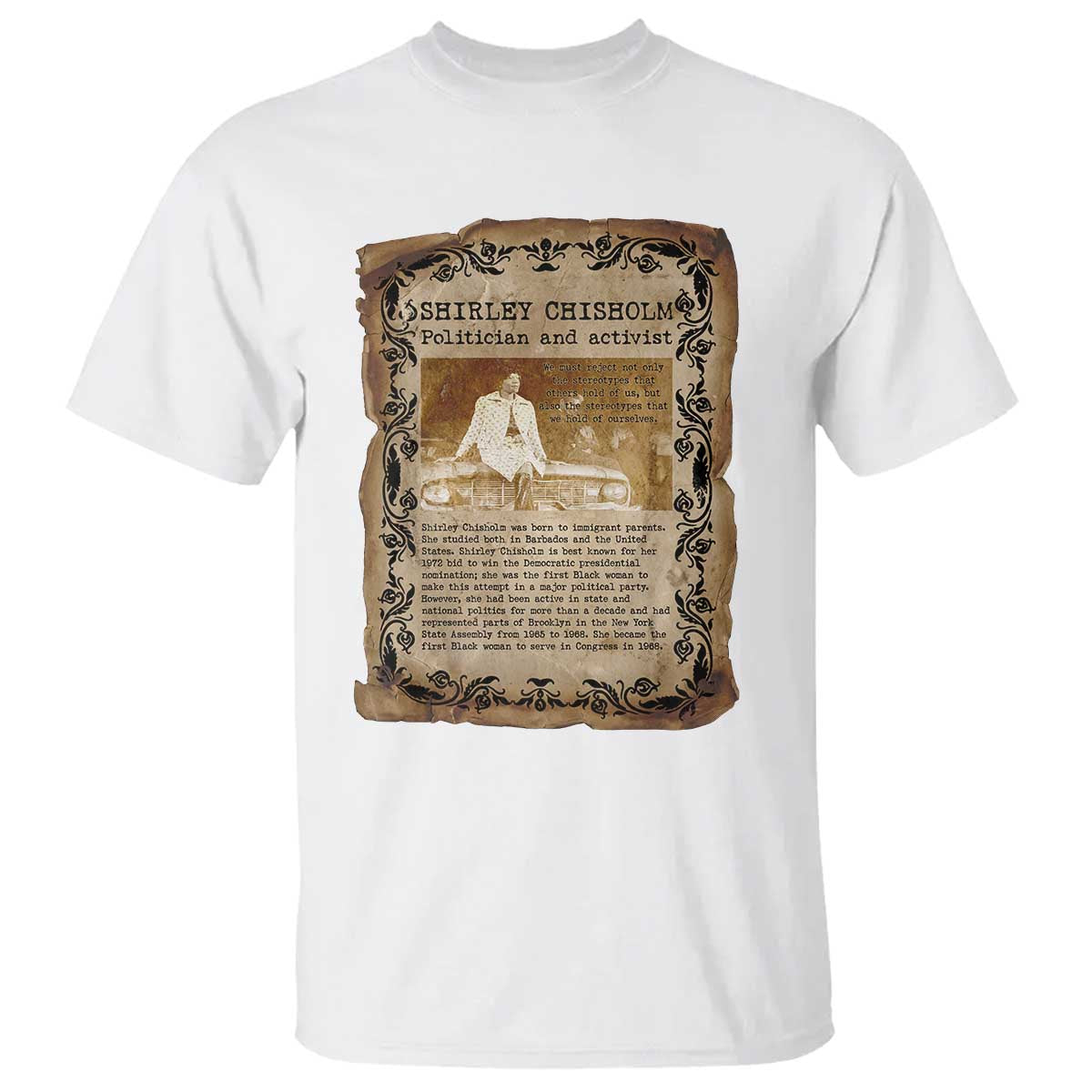Vintage Newspaper Shirley Chisholm T Shirt Black History Month Gift