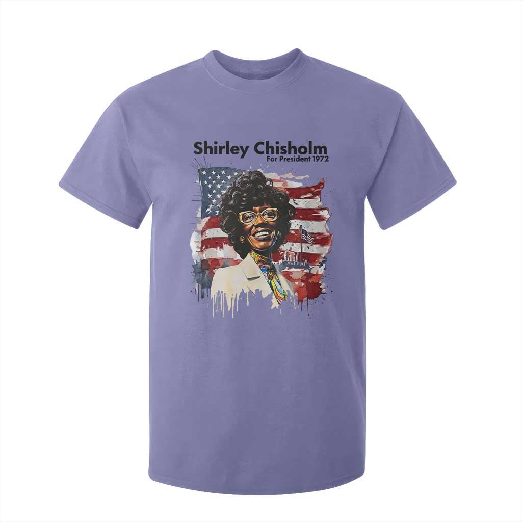 Shirley Chisholm For President 1972 With American Flag T Shirt For Kid