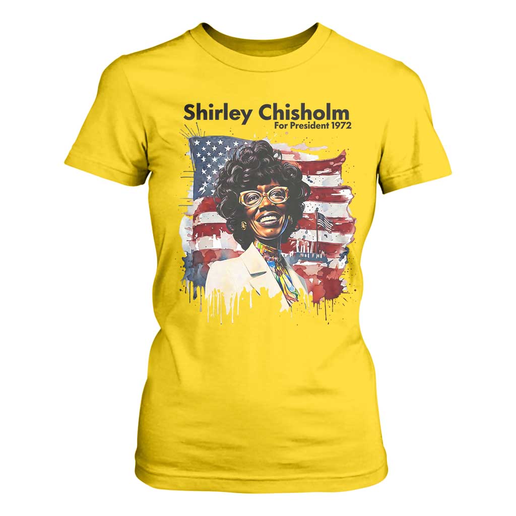 Shirley Chisholm For President 1972 With American Flag T Shirt For Women