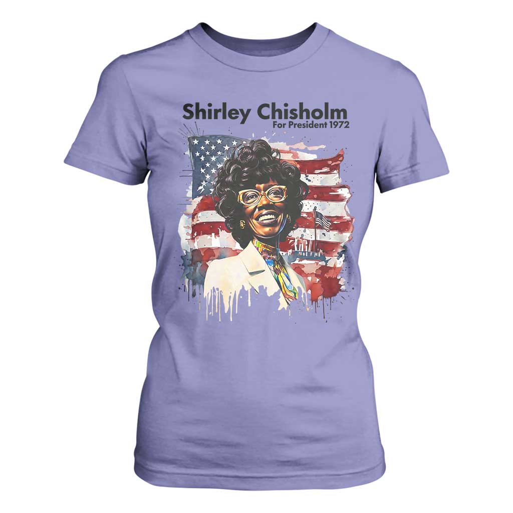 Shirley Chisholm For President 1972 With American Flag T Shirt For Women