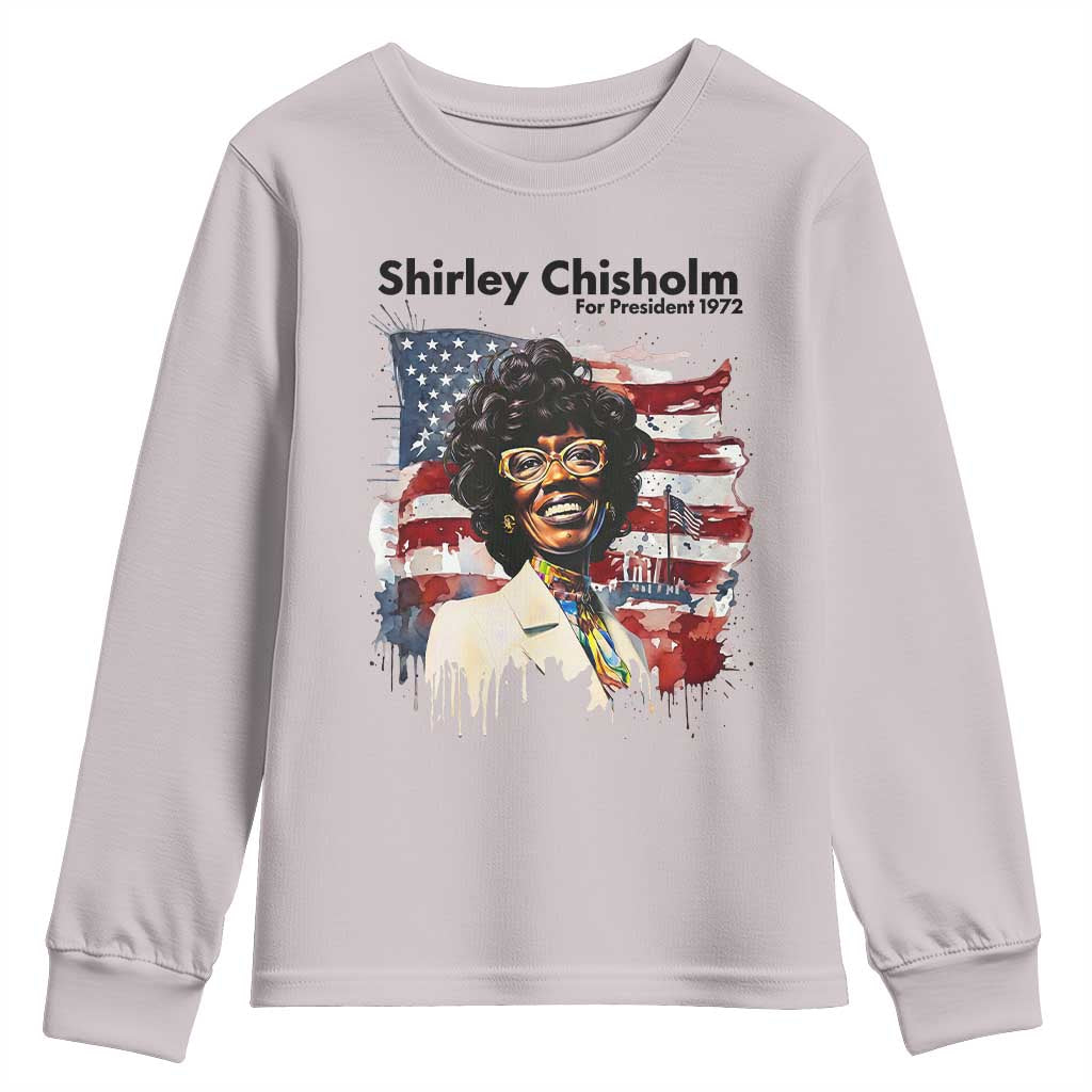 Shirley Chisholm For President 1972 With American Flag Youth Sweatshirt
