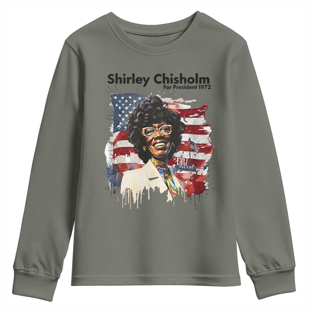 Shirley Chisholm For President 1972 With American Flag Youth Sweatshirt