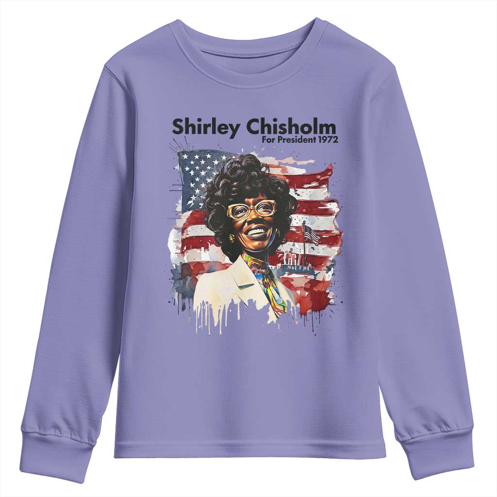 Shirley Chisholm For President 1972 With American Flag Youth Sweatshirt