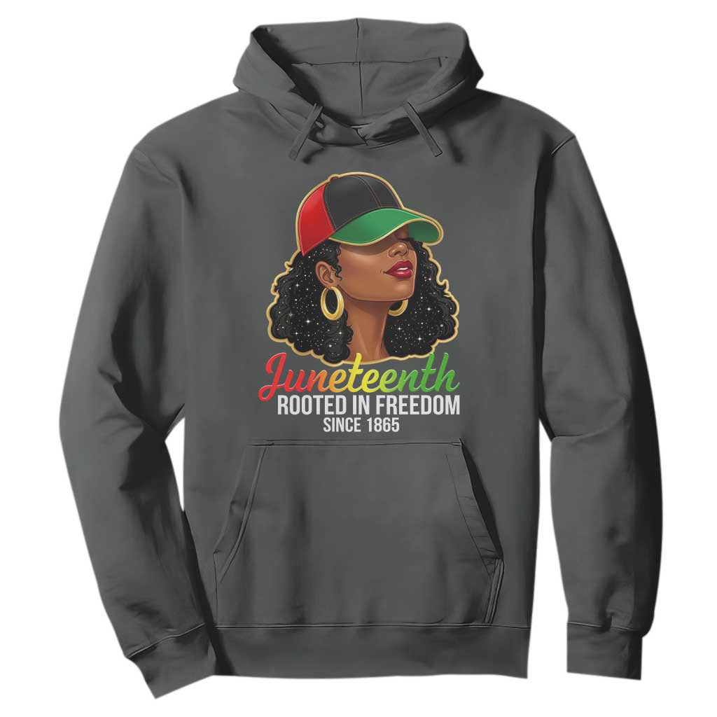 Black Woman Juneteenth Graphic Hoodie Rooted In Freedom Since 1865