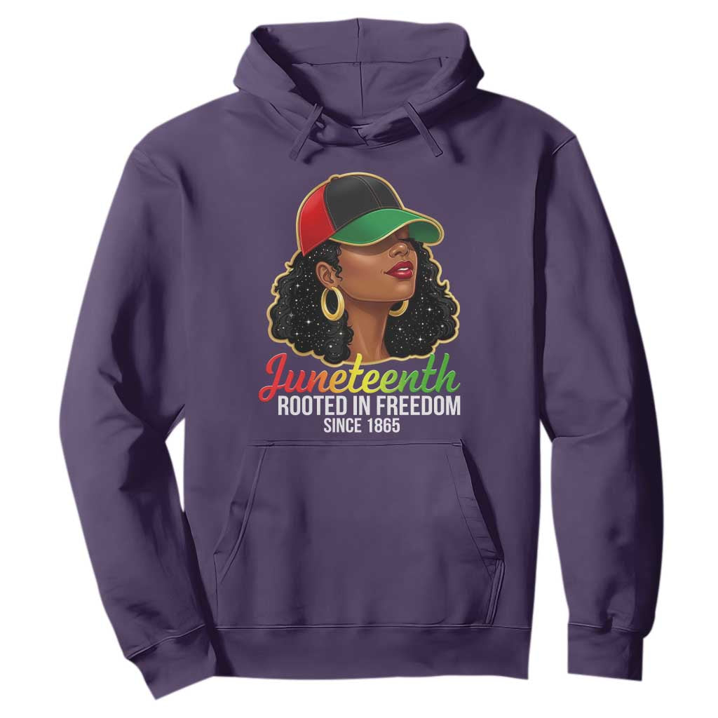 Black Woman Juneteenth Graphic Hoodie Rooted In Freedom Since 1865