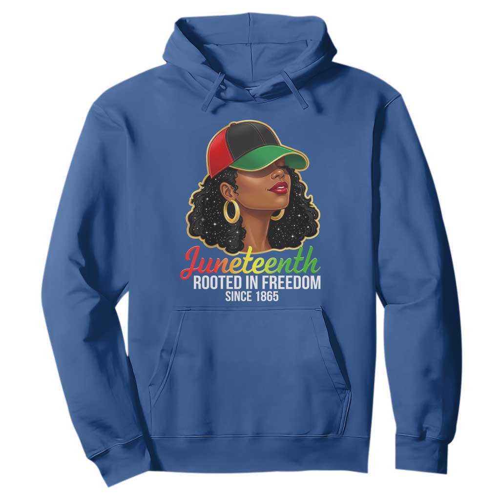 Black Woman Juneteenth Graphic Hoodie Rooted In Freedom Since 1865