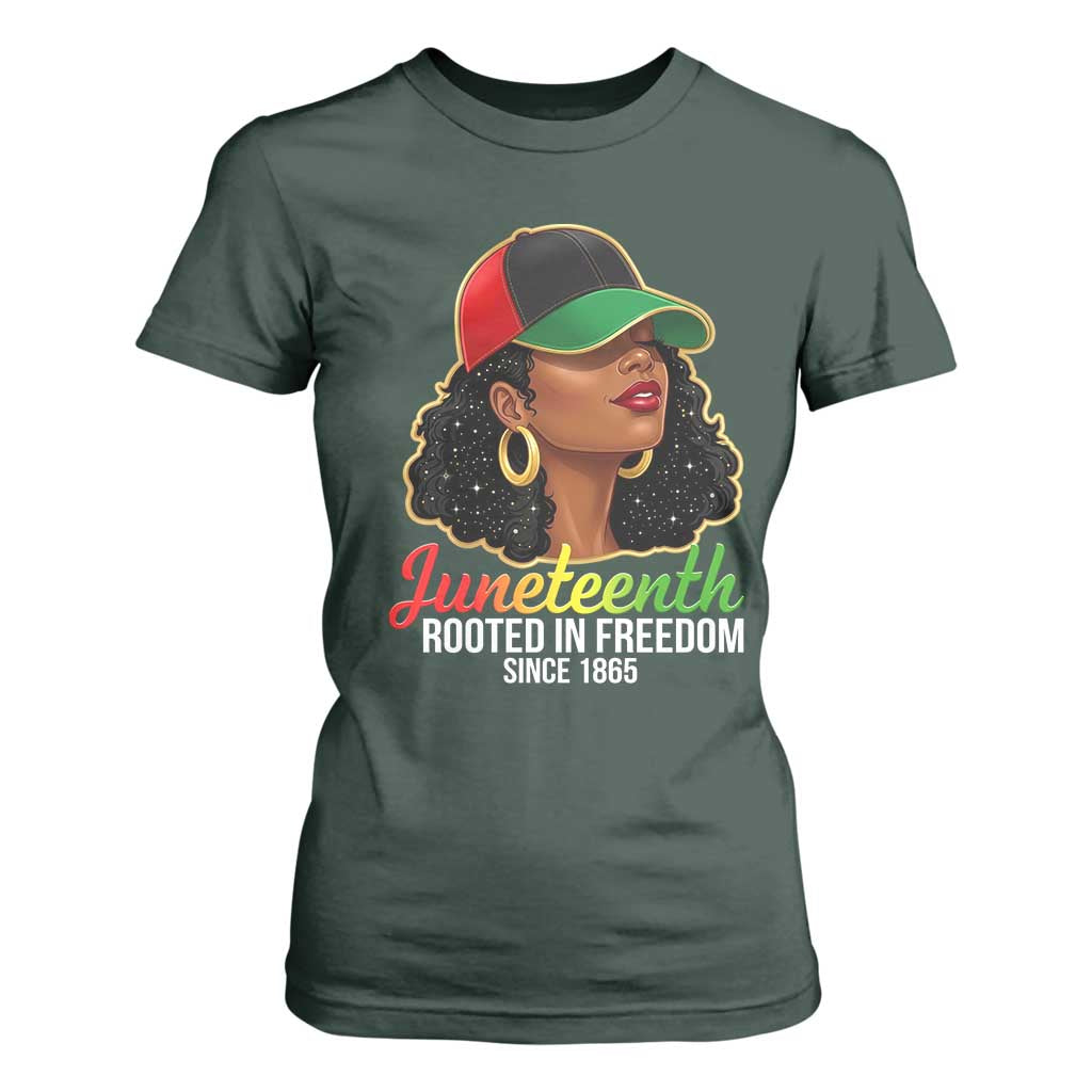 Black Woman Juneteenth Graphic T Shirt For Women Rooted In Freedom Since 1865