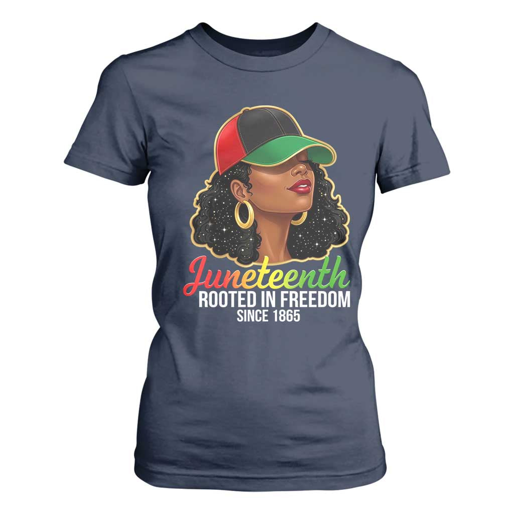Black Woman Juneteenth Graphic T Shirt For Women Rooted In Freedom Since 1865