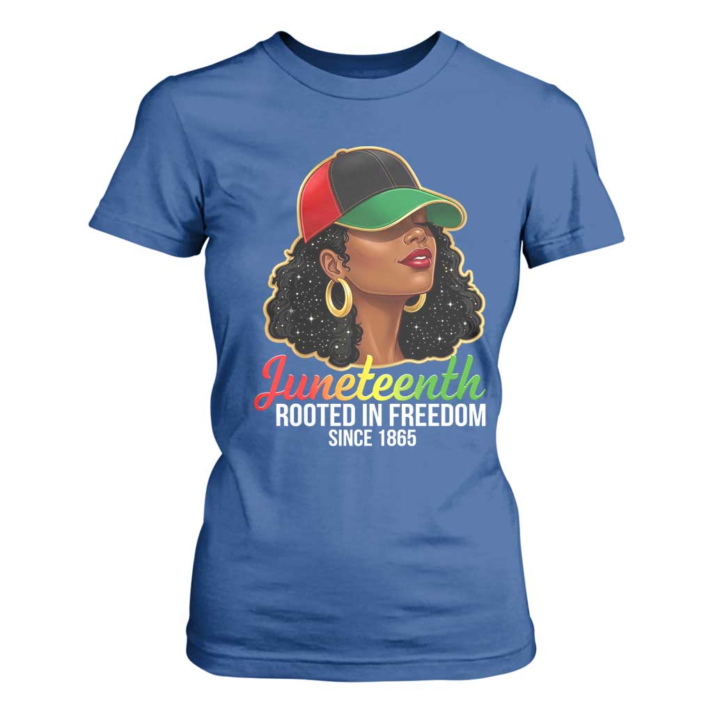 Black Woman Juneteenth Graphic T Shirt For Women Rooted In Freedom Since 1865