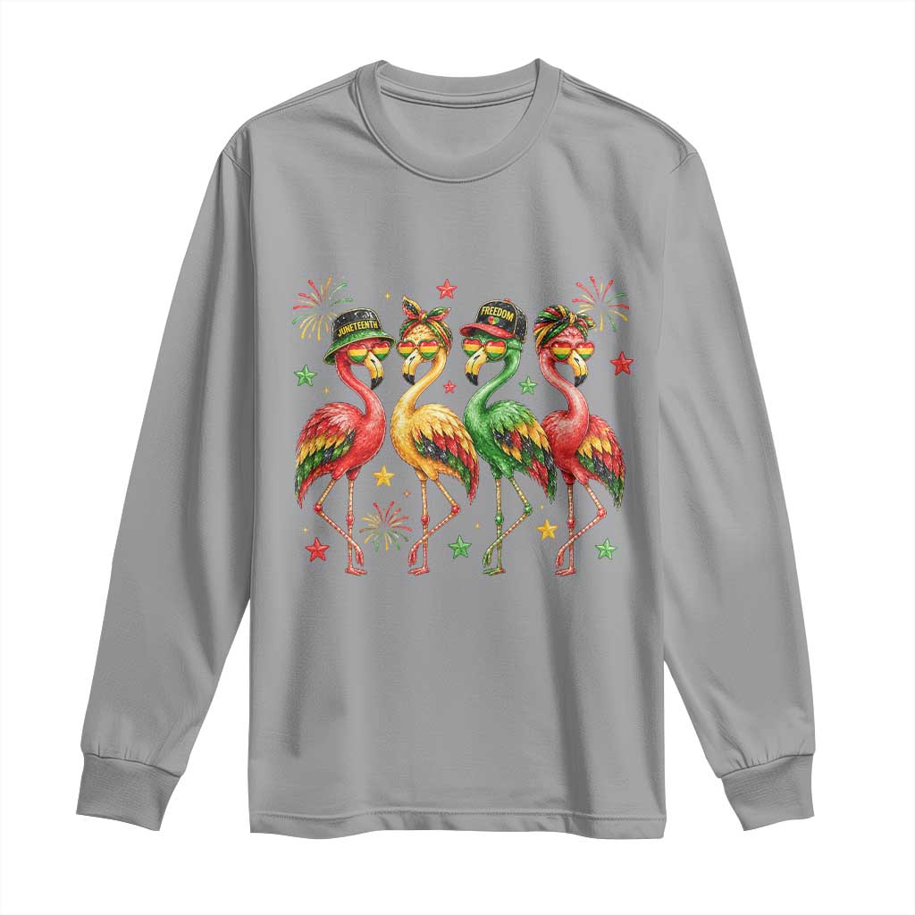 Funny Juneteenth Flamingos Squad Long Sleeve Shirt African American Heritage