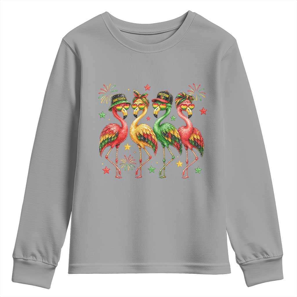 Funny Juneteenth Flamingos Squad Youth Sweatshirt African American Heritage