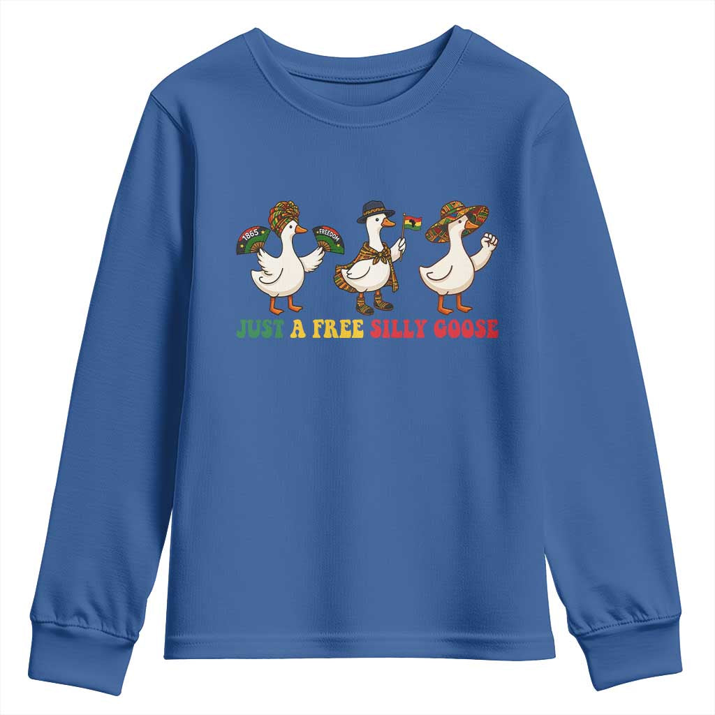 Funny Just A Free Silly Goose Youth Sweatshirt Juneteenth Freedom Day