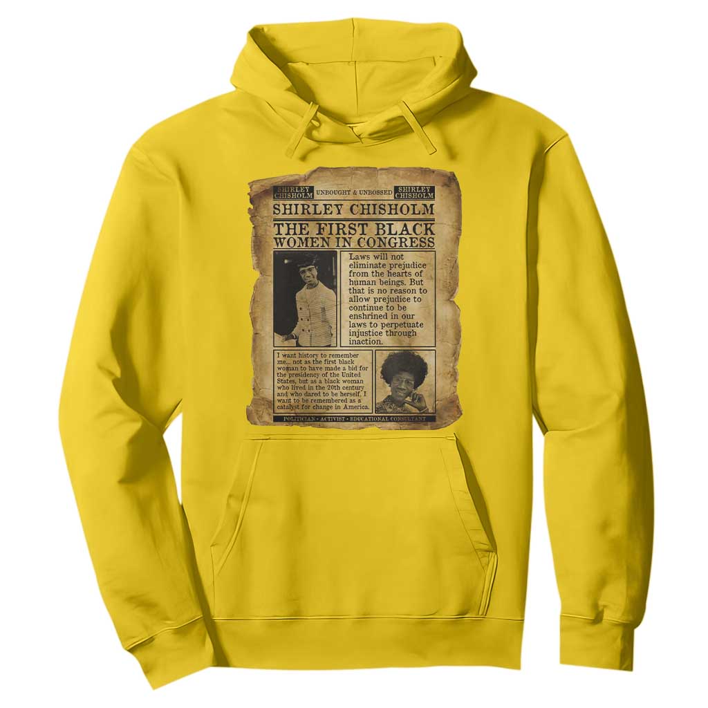 Vintage Newspaper Shirley Chisholm Hoodie First Black Woman In Congress