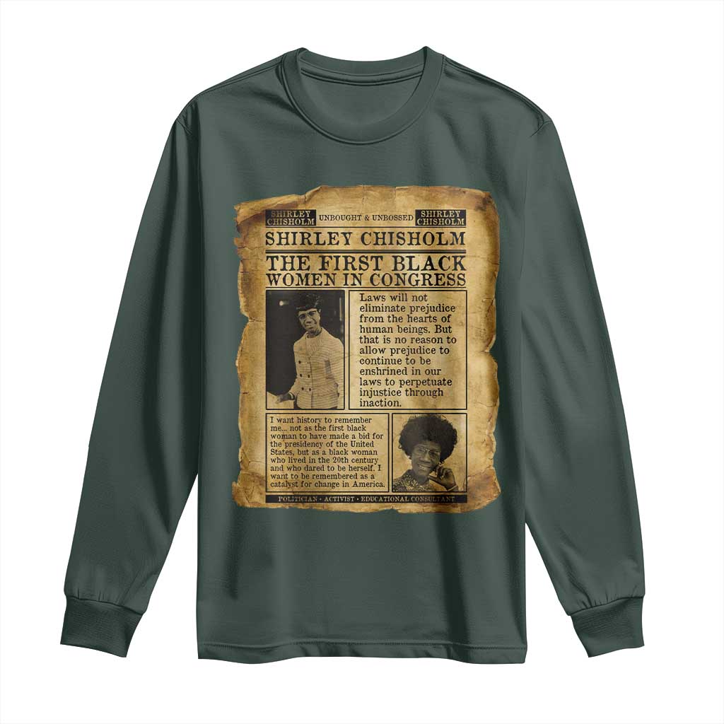 Vintage Newspaper Shirley Chisholm Long Sleeve Shirt First Black Woman In Congress