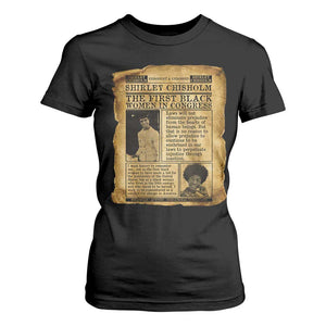 Vintage Newspaper Shirley Chisholm T Shirt For Women First Black Woman In Congress