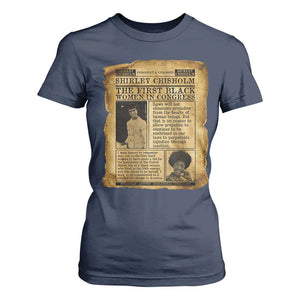 Vintage Newspaper Shirley Chisholm T Shirt For Women First Black Woman In Congress