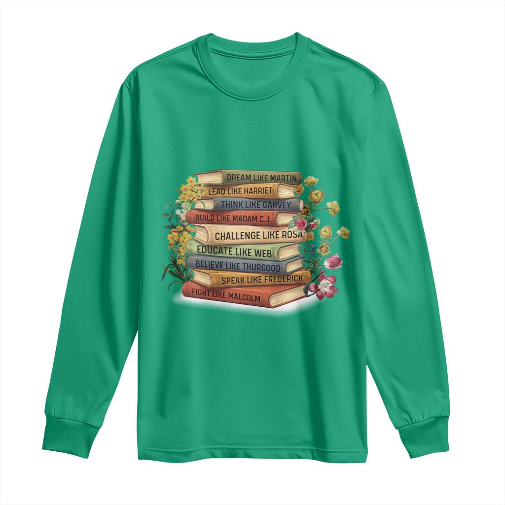 Black History Leaders Book Long Sleeve Shirt African American Teachers - African Pride