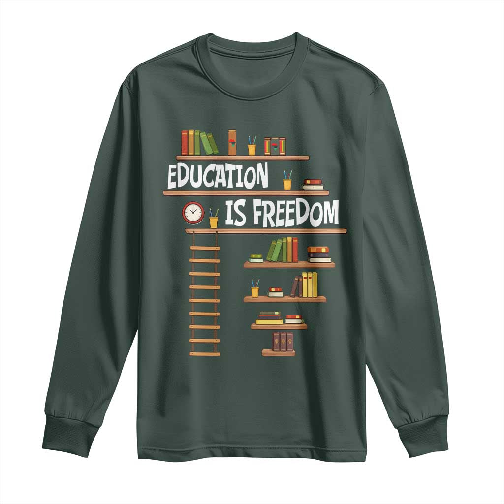 Education Is Freedom Long Sleeve Shirt African American History Africa Map Books - African Pride