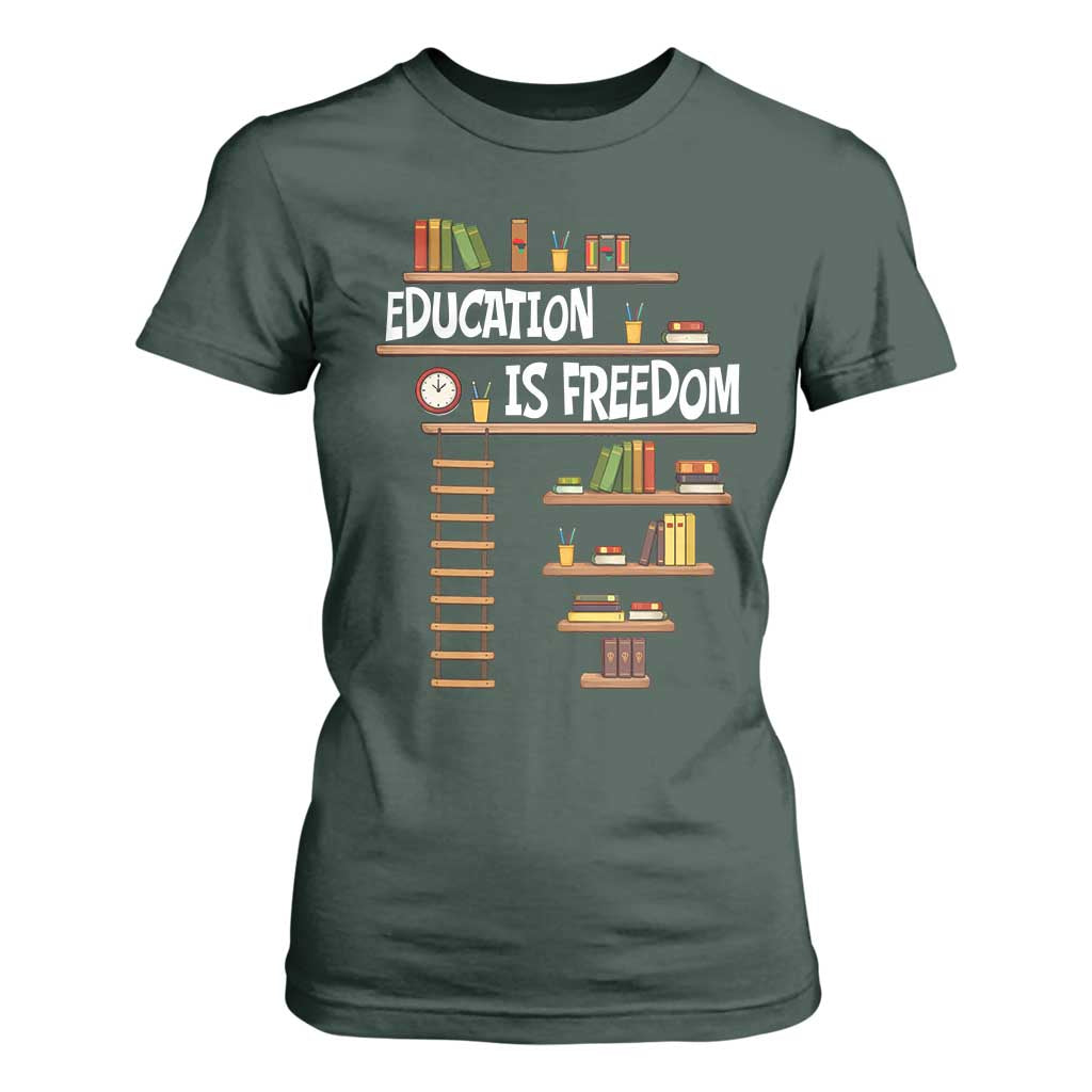 Education Is Freedom T Shirt For Women African American History Africa Map Books - African Pride